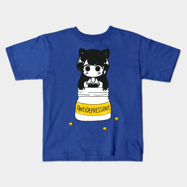 KOMI AND ANTIDEPRESSANT Kids T-Shirt by Madelyn_Frere